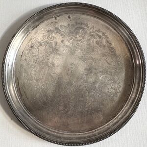 Elegant Antique Towle Silver Plated Serving Tray Ornate Engraved Design